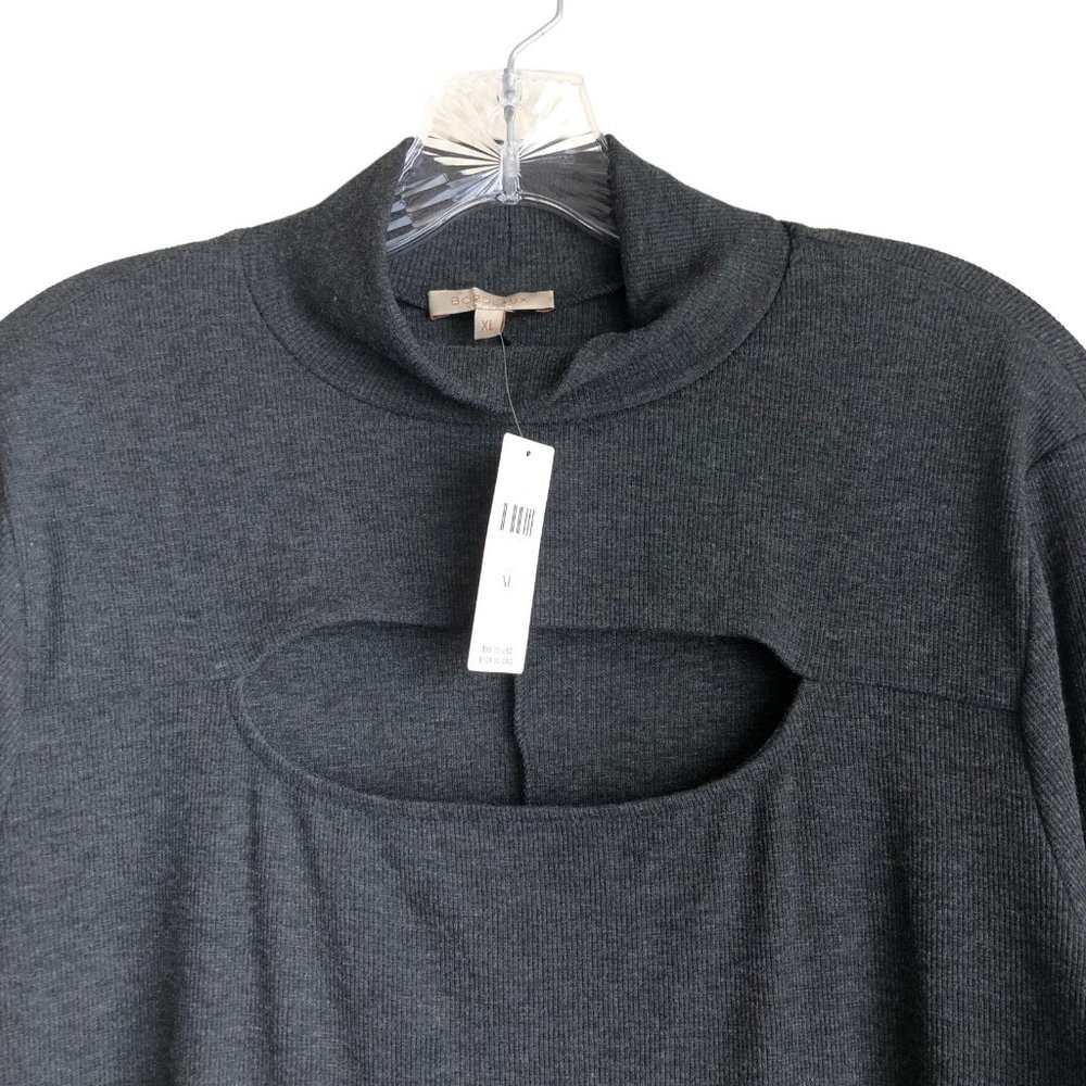 NWT Anthropologie Bordeaux Womens Sweater Dress XL Gray Mock Neck Maxi Stretch - Picture 4 of 10
